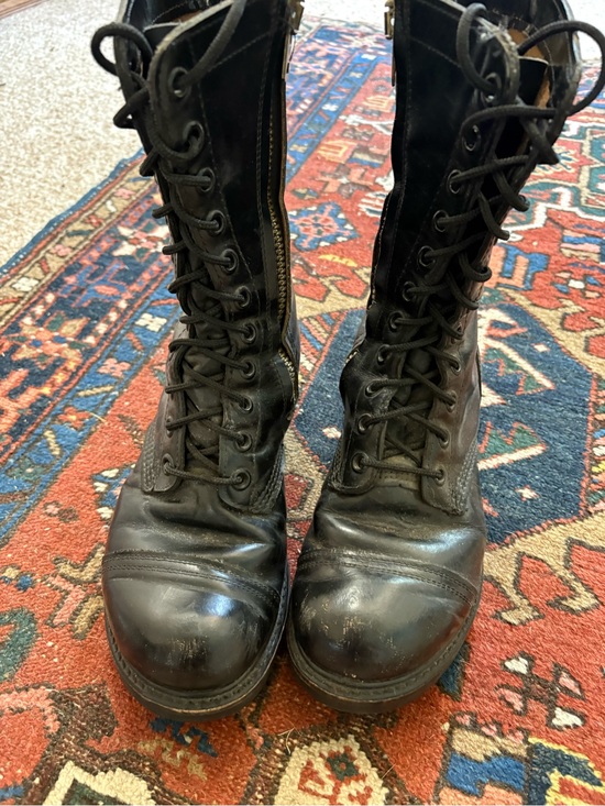 Corcoran Paratrooper Vintage Black Leather Lace-Up side Zip combat Boots 9.5 main image 4